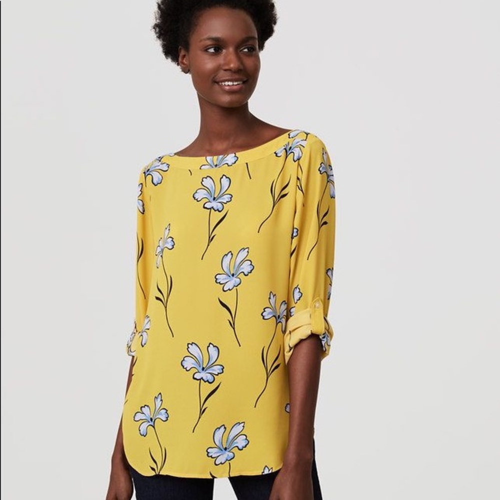 LOFT Lily Tab Sleeve Blouse size XS